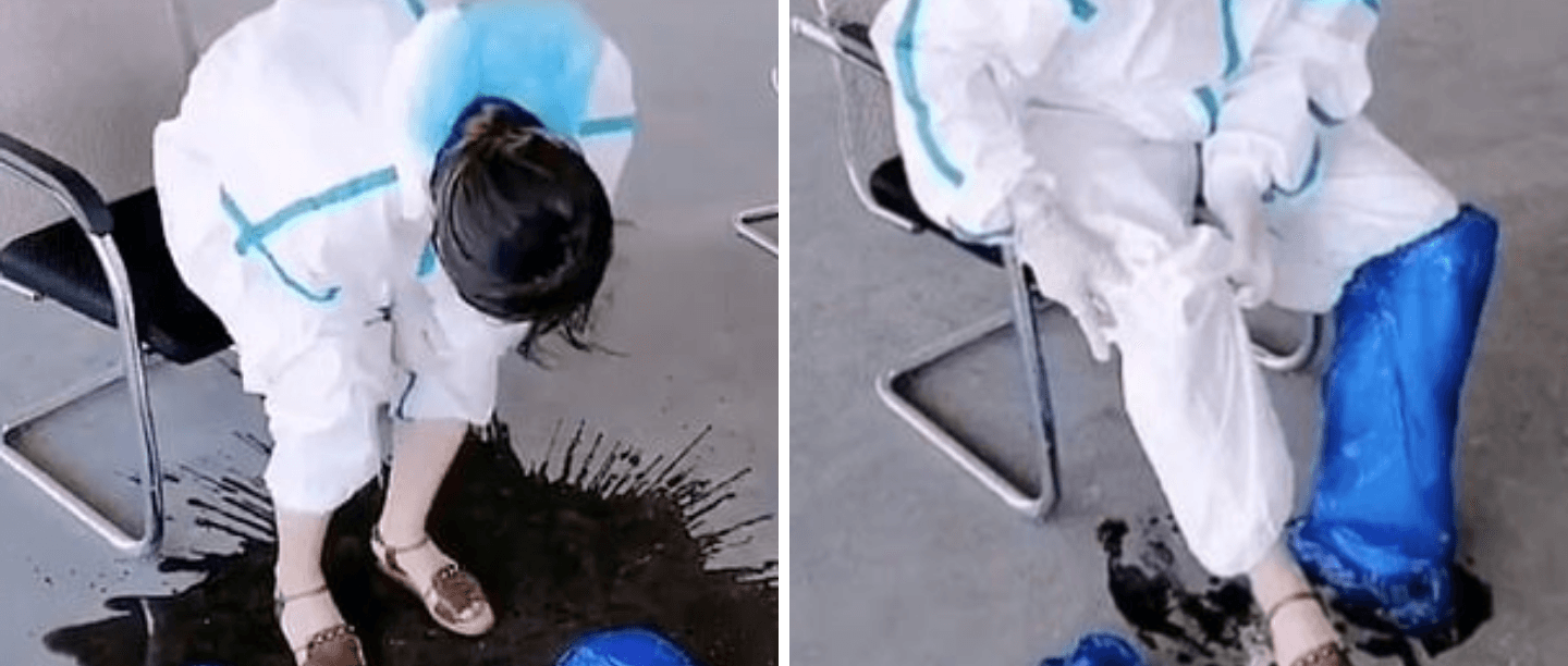 Is That For Real? ‘Buckets Of Sweat’ Gush Out As Medic On Duty Removes Her PPE Kit