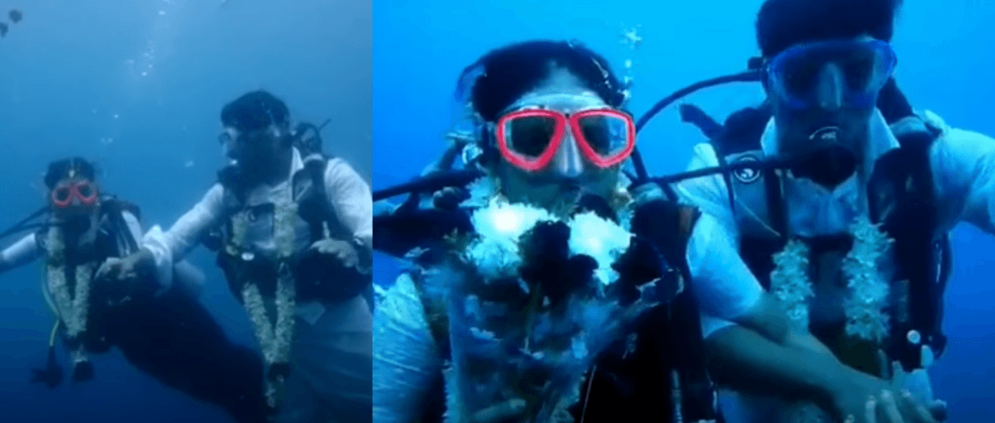 Taking The Plunge, Literally! This Couple Tied The Knot 60 Ft Underwater &amp; We’re Awestruck