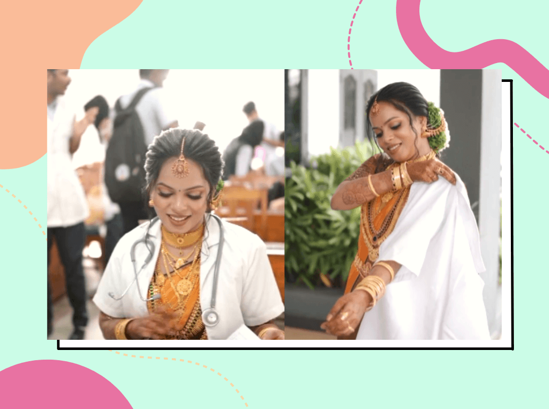 This Bride Took An Exam On Her Wedding Day, Wore A Lab Coat Over Saree!