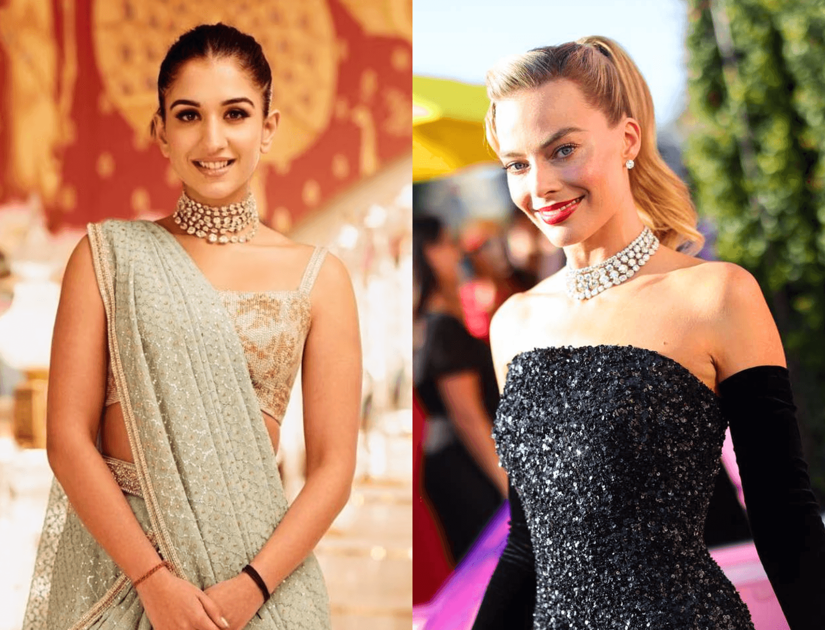 Radhika Merchant &amp; Margot Robbie Wore The Same Necklace &amp; We Can&#8217;t Decide Who Styled It Better!